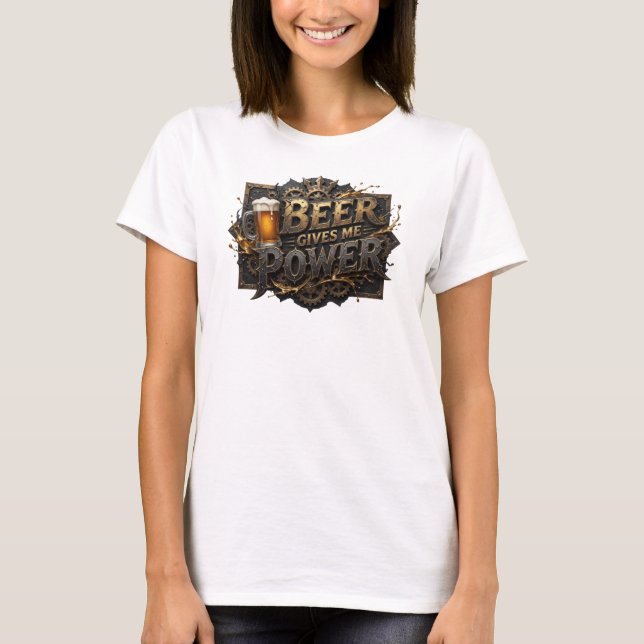 Camiseta Rosa Divertida CERVEJA ME DÁ PODER (Frente)
