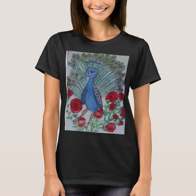 Camiseta Rosa do amor do pavão   (Frente)