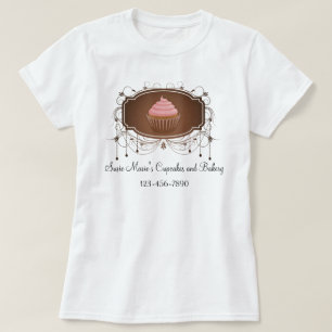 Camiseta Rosa do cupcake do quadro do candelabro e damasco