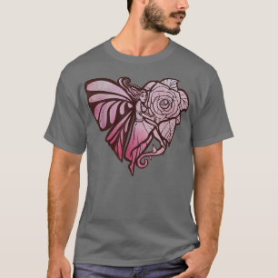 Camiseta Rosa do Jardim de Fada do Estilo Vintage