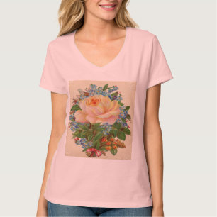 Camiseta Rosa do rosa do vintage, mãe do feliz aniversario