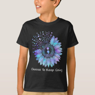 Camiseta Rosa do Sol Azul-Celeste Rouxinol Roxo Prevenção a