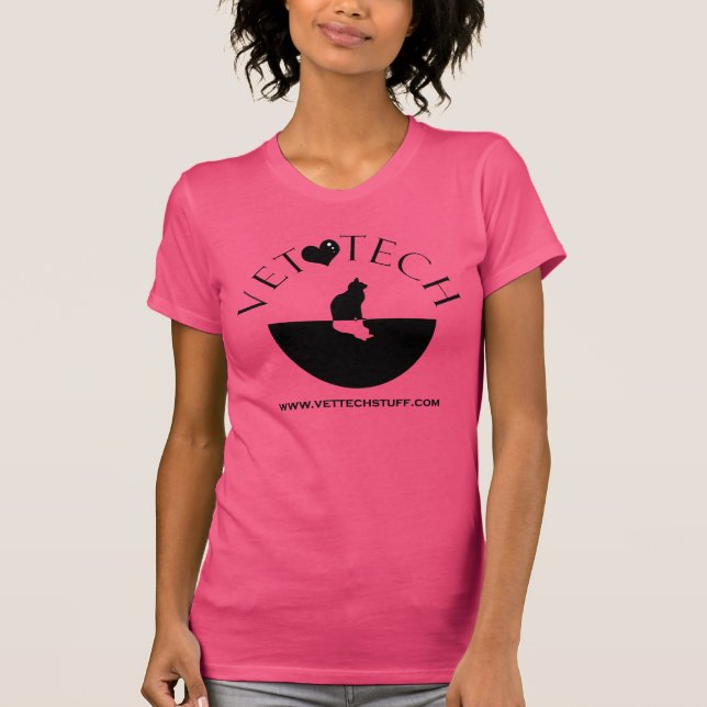 Camiseta rosa do T da tecnologia do veterinário (Frente)