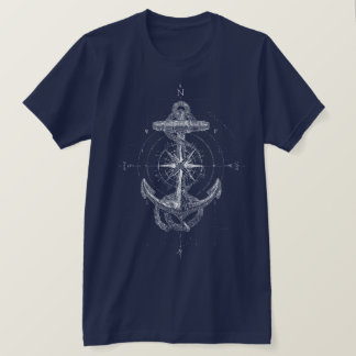 Camiseta Rosa dos Ventos Âncora Náutica Vintage Marinha