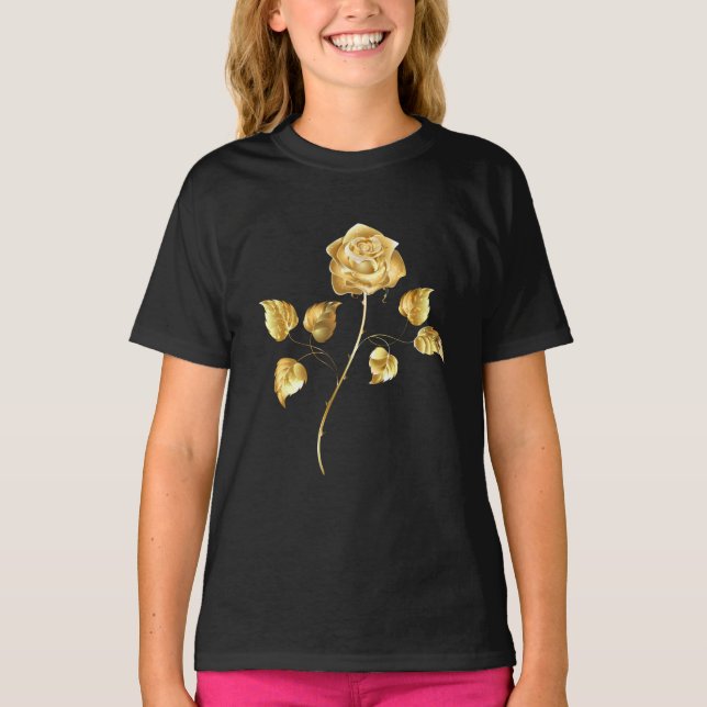 Camiseta Rosa dourada ( rosa de ouro ) (Frente)