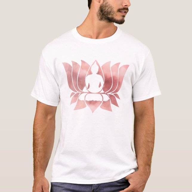 Camiseta Rosa Dourada Textura de Watercolor - Zen de Medita (Frente)