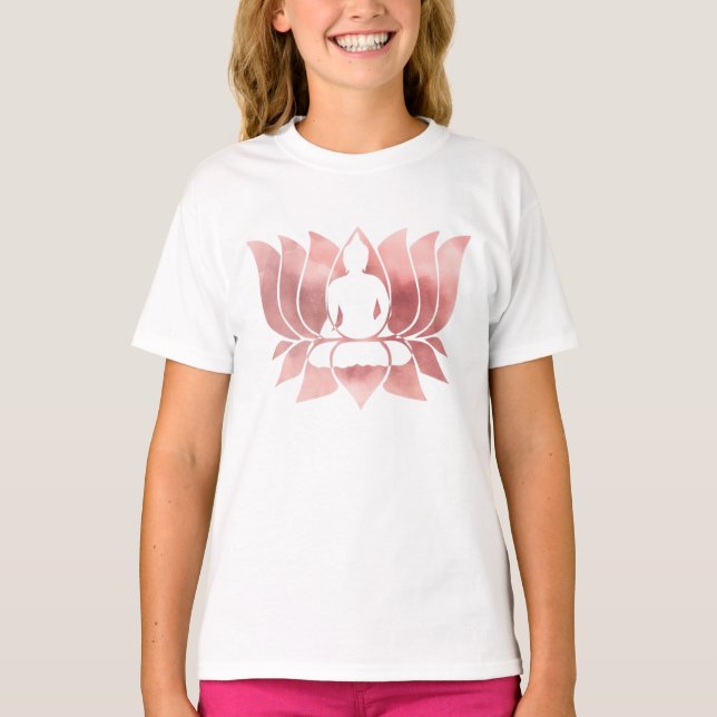 Camiseta Rosa Dourada Textura de Watercolor - Zen de Medita (Frente)