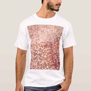 Camiseta Rosa dourado: azulejos de mosaicos quadrados.