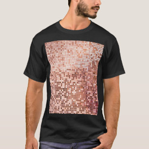 Camiseta Rosa dourado: azulejos de mosaicos quadrados.