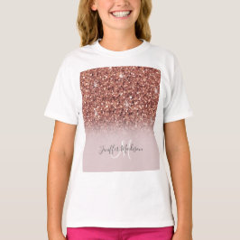 Camiseta Rosa dourado glitter Nome Personalizado           