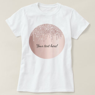Camiseta Rosa dourado goteja gotejando texto de viga