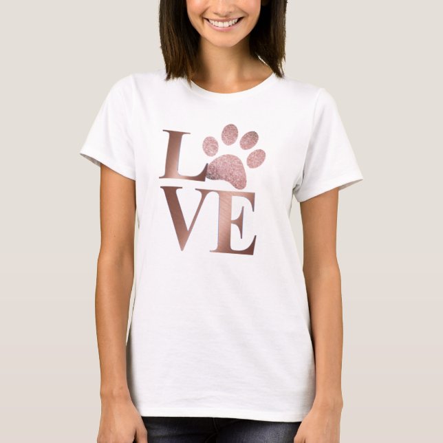 Camiseta Rosa Dourado Love with Sparkle Paw (Frente)