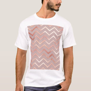 Camiseta Rosa dourado: padrão de safra elegante.