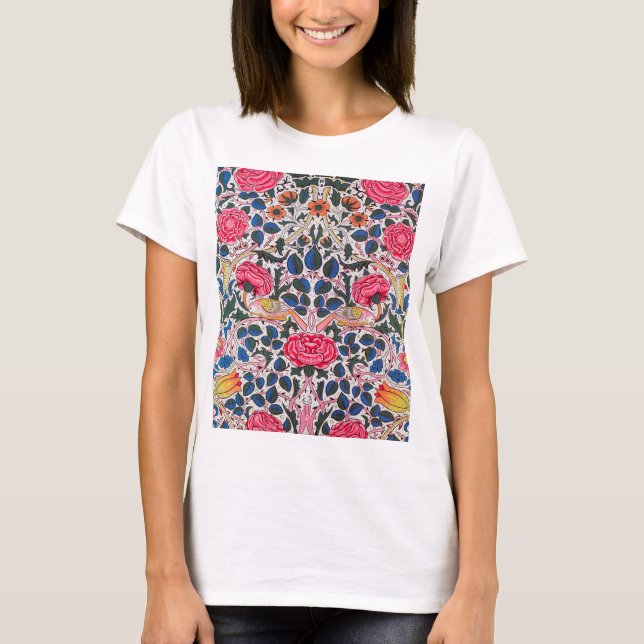 Camiseta Rosa e Bird, William Morris (Frente)