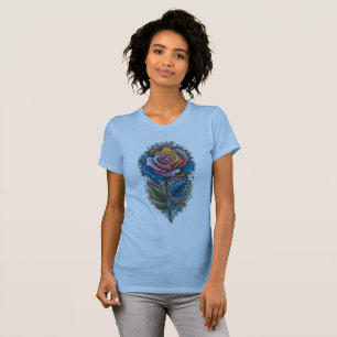 Camiseta rosa é constituído por padrões e designs intrincad