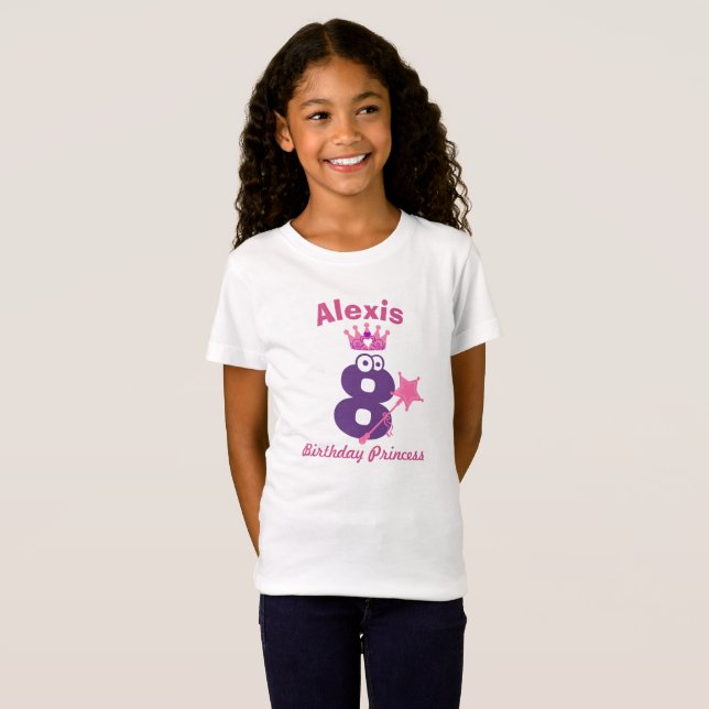 Camiseta Rosa e Roxo Crie seu próprio aniversário personali (Frente Completa)