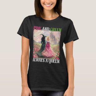 Camiseta Rosa E Verde Sempre Uma Rainha Bruxa De Halloween