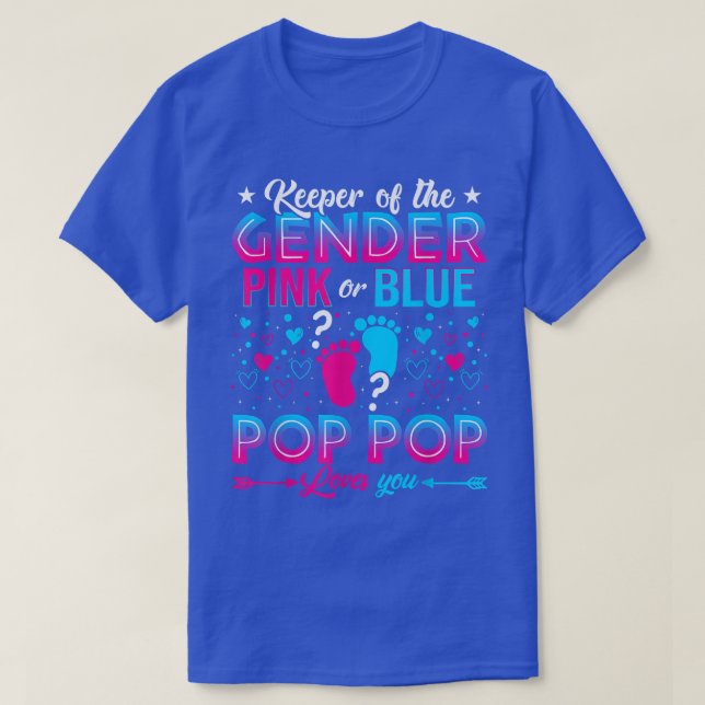 Camiseta Rosa Engraçado Ou Pop Pop Azul Te Ama A Revelação  (Frente do Design)