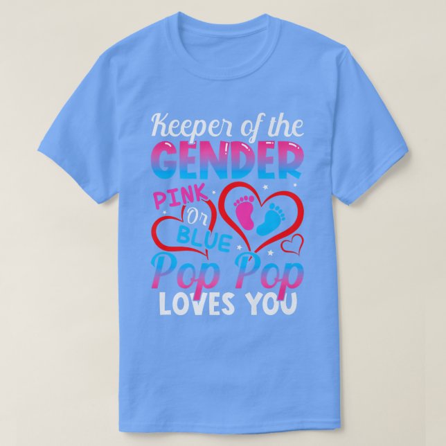 Camiseta Rosa Engraçado Ou Pop Pop Azul Te Ama A Revelação  (Frente do Design)