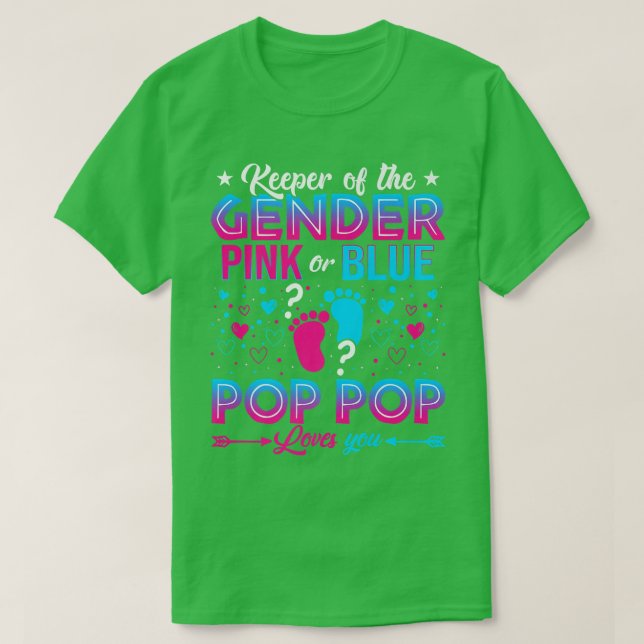 Camiseta Rosa Engraçado Ou Pop Pop Azul Te Ama A Revelação  (Frente do Design)