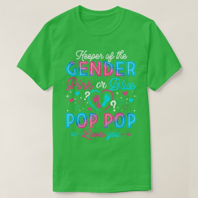 Camiseta Rosa Engraçado Ou Pop Pop Azul Te Ama A Revelação  (Frente do Design)