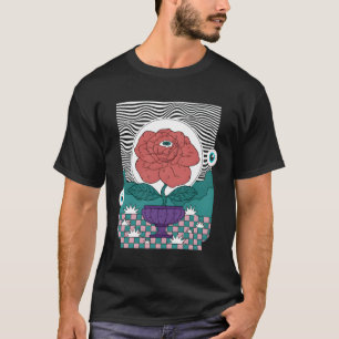 Camiseta Rosa estética Weircore Com Illusão De Olhos Nós
