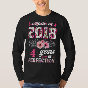 Camiseta Rosa Feita Em 2018 4º Aniversário Bebê 4 Anos De P
