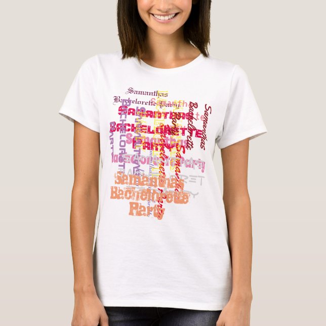 Camiseta Rosa festa de solteira de texto personalizado (Frente)