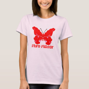 Camiseta rosa fibro T da borboleta do lutador da