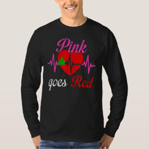 Camiseta Rosa Fica Vermelho Para Bonito Saúde Cardíaca Em V