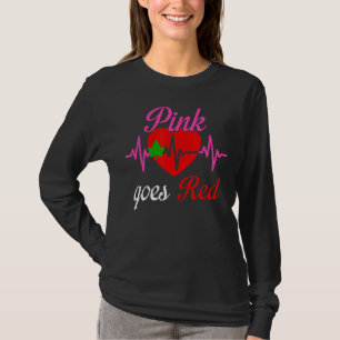 Camiseta Rosa Fica Vermelho Para Bonito Saúde Cardíaca Em V