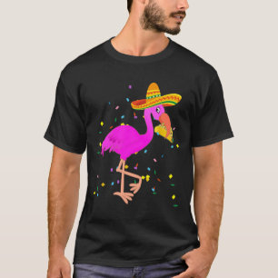 Camiseta Rosa Flamingo Taco Engraçado Cinco Mexicano De May