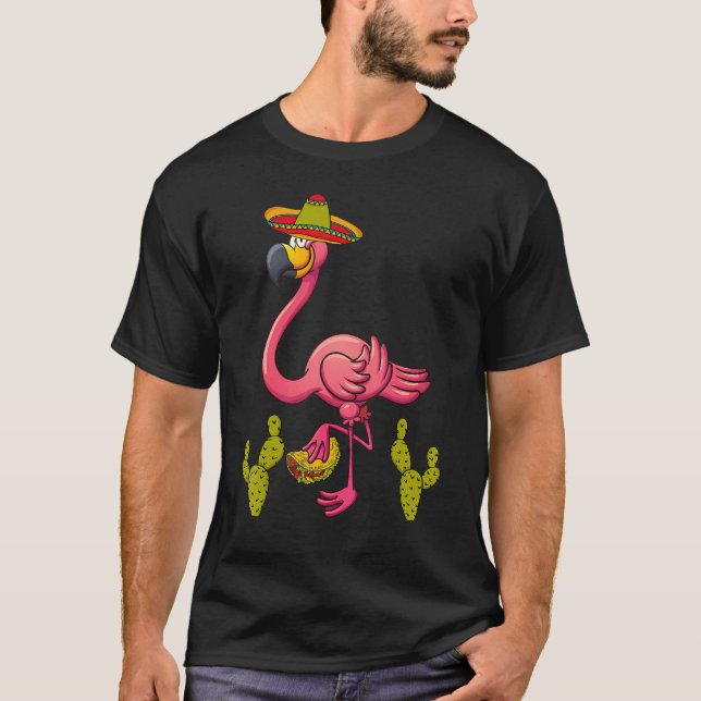 Camiseta Rosa Flamingo Taco Mexicano Cinco De Mayo (Frente)