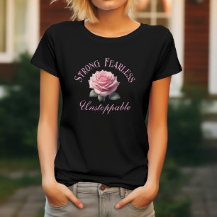 Camiseta Rosa Forte Destemida Inparável & Rosa