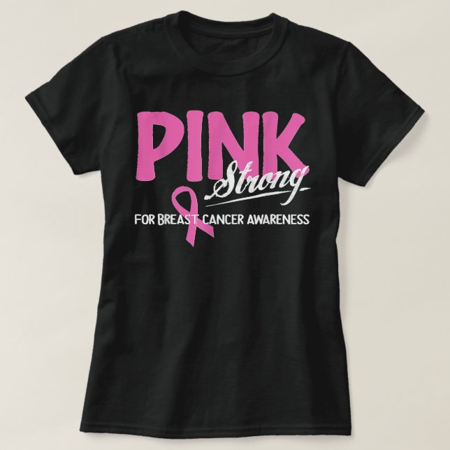 Camiseta Rosa Forte Para A Consciência Do Cancer Da Mama Ri (Frente do Design)