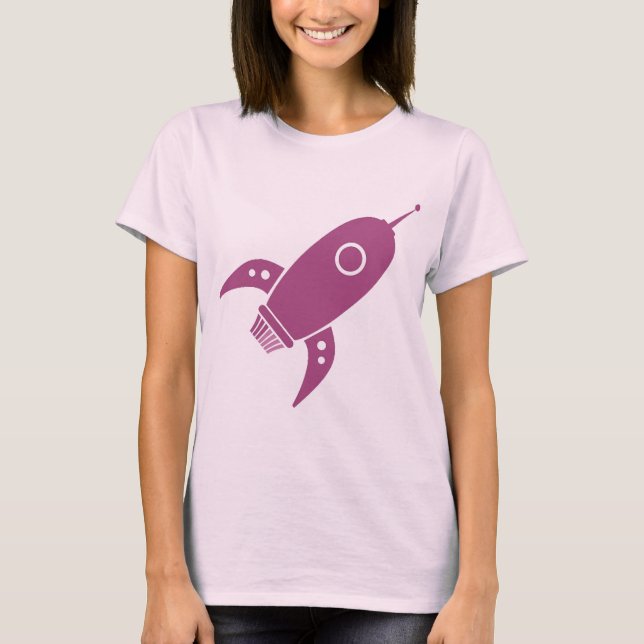 Camiseta Rosa gordo do navio de Rocket retro (Frente)