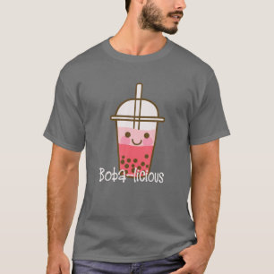 Camiseta Rosa Kawaii Boba Tea Roupa Boba Licious