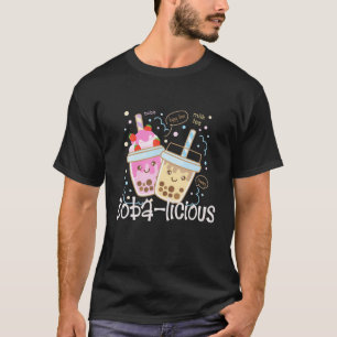 Camiseta Rosa Kawaii Boba Tea Roupa Boba Licious