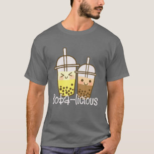 Camiseta Rosa Kawaii Boba Tea Roupa Boba Licious