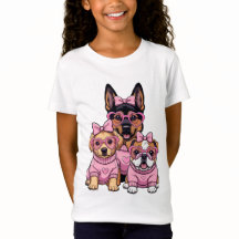 Camiseta Rosa Kawaii Cachorrinhos Meninas