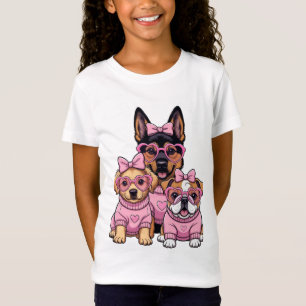 Camiseta Rosa Kawaii Cachorrinhos Meninas