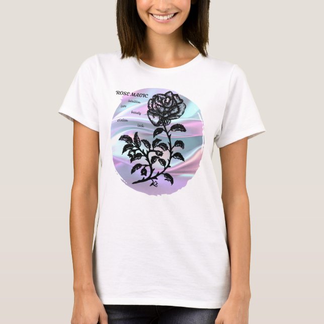 Camiseta Rosa mágica de algodão em Pastel (Frente)