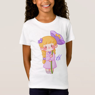 Camiseta Rosa Menina Chibi Chapéu Roxo | Camisa In