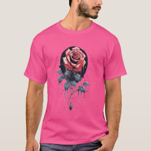 Camiseta rosa místico diante da lua oculta gótica simples
