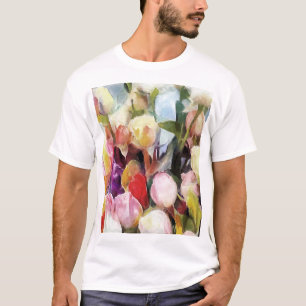 Camiseta Rosa moderno Tulipa Buquê: pintura a óleo de Abstr