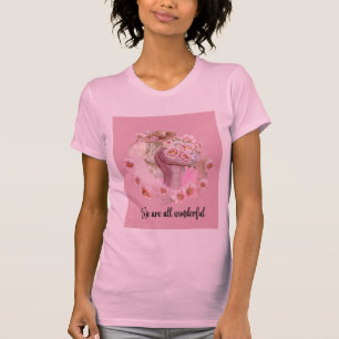 Camiseta Rosa "Nós Todos Somos Maravilhosos" Tipog