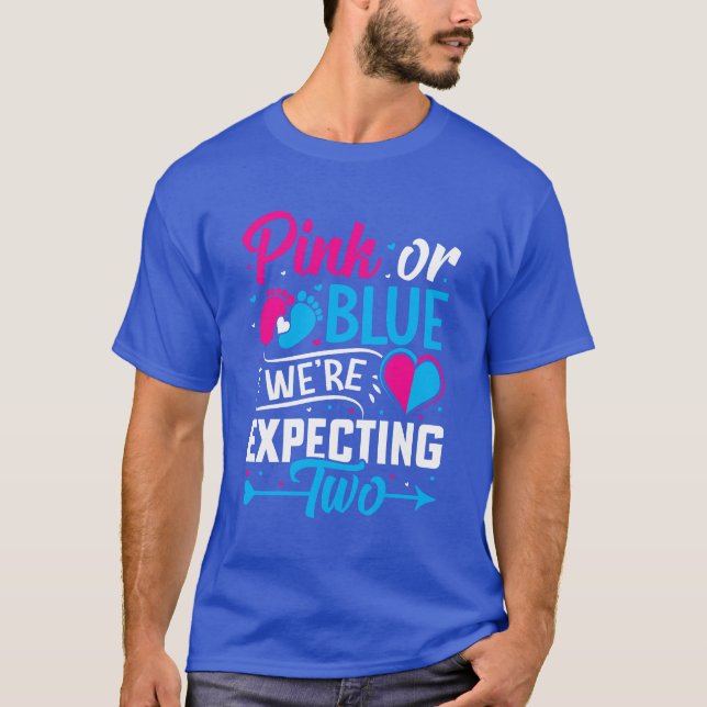 Camiseta Rosa ou Azul, estamos esperando dois (3) (Frente)