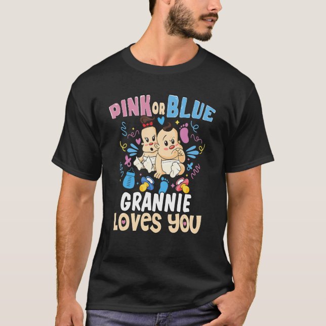 Camiseta Rosa ou Azul Grannie Te Ama A Melhor Avó De Sempre (Frente)