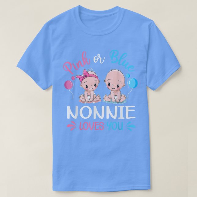 Camiseta Rosa Ou Azul Nona Te Ama Uma Engraçada Revelação D (Frente do Design)