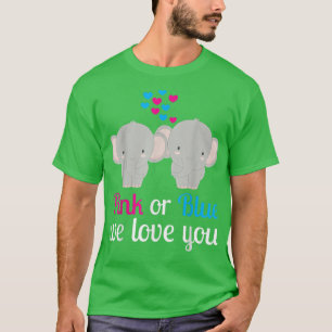 Camiseta Rosa ou Azul Nós Amo-Te Elephant Revelação De Gêne